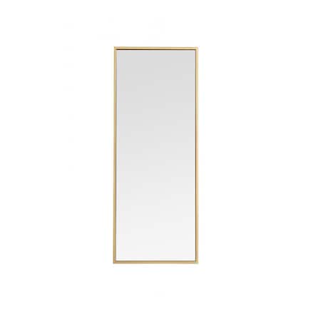 Blueprints 14 in. Metal Frame Rectangle Mirror in Brass - 13.25 x 35.25 x 0.16 in. BL2955597